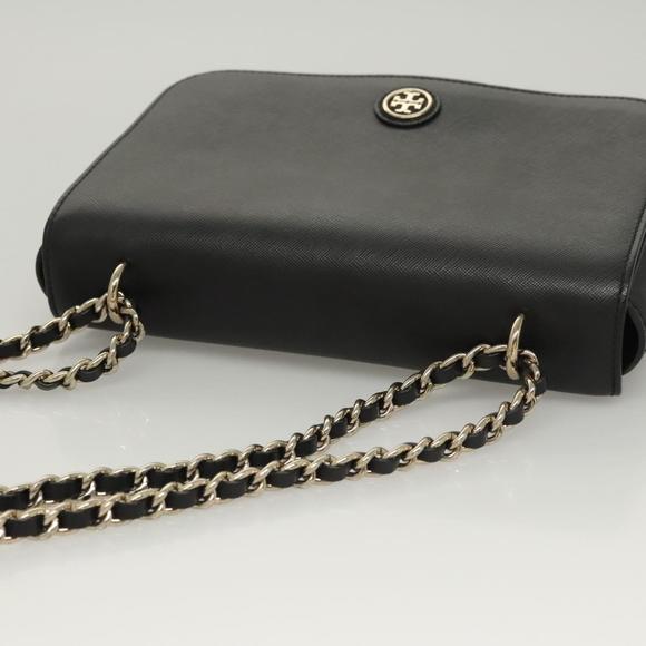 TORY BURCH Chain Shoulder Bag Leather Black Auth 124109 - Picture 6 of 16